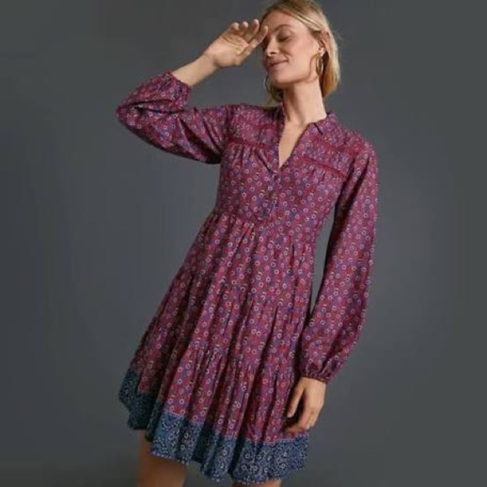 Anthropologie Diyana Tiered Tunic Dress Large NWT.